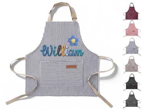 CGFN Personalisierte Kinderschürze mit Namen für Jungen & Mädchen (Blau)