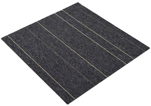 vidaXL Piastrella per Tappeto Grigio scuro con strisce 50 x 50 cm, Camera, Pavimenti Modulari, Tappeto Morbido, Interno, Piastrelle per il Soggiorno, Stile Chic, Manutenzione Facile