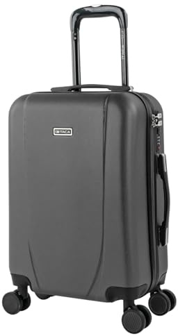 ITACA - Bagaglio A Mano Rigido Leggero Bagaglio A Mano 55X40X20 con 4 Ruote Silenziose Trolley Cabina Estensibile Viaggio Aereo Ergonomico Durevole. Compatibile Ryanair, Antracite