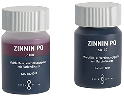 300 g Weichlöt- u Verzinnungspaste mit Farbindikator; ZINNIN „PQ“ / SN100, Metallanteil: > 70%, Flussmitteltyp: 3.1.2.A, kindersichere Flasche, nicht für Elektronik empfohlen!