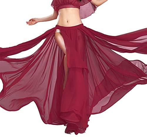 ROYAL SMEELA Bauchtanz Rock Ausbildung Performance Kleider Flamenco Chiffon Langer Rock Tanzen Slit Röcke Zigeuner Festival Tanz Maxirock Damen Bauchtanz kostüm lang Rock Bauchtanz Kleidung Tanzrock