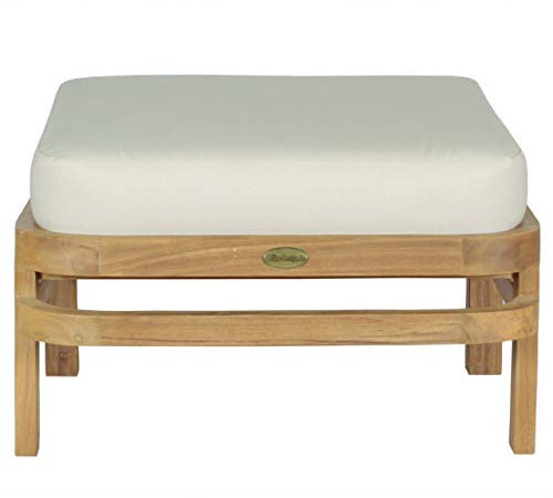 Teako Design Ottomane Pusiano Teak unbehandeltes Massivholz Wetterfest robust Teakholz Sitzhocker Fußbank Polsterhocker