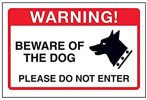 VSafety englisches Warnschild „Beware of The Dog, Please Do Not Enter, 200 x 150 mm, 1 mm, starrer Kunststoff