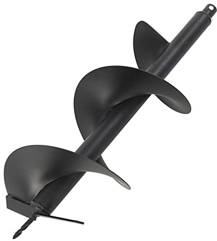 vidaXL Heavy-Duty Steel Auger Drill Bit - 250mm, Black, For Tree Planting, Road Construction, Fence Post Setting, Compatible with All Standard Augers