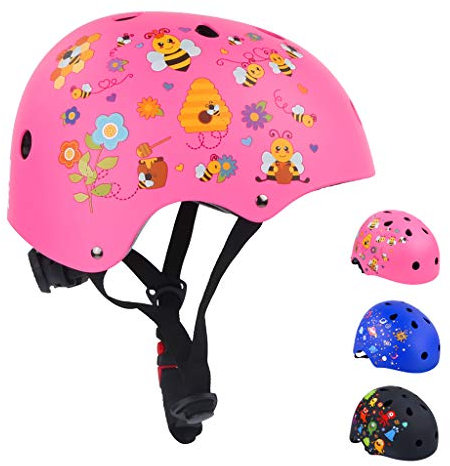 Fahrradhelm Kinder - Leicht, Verstellbar und Belüftet - für Alter 3-8 und 6-10 Jahren - Jungend Helm Geeignet Für Fahrräder Roller Skating (Bienengarten, 50-54cm (S))