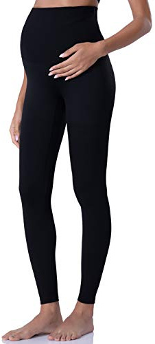POSHDIVAH Women's Maternity Leggings Over The Belly Pregnancy Yoga Pants Active Wear Workout Leggings, Black, Medium