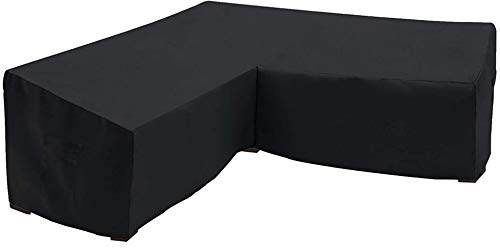 Orqihod L-shaped Garden Furniture Cover Waterproof 420D Heavy Duty Garden Rattan Corner Furniture Covers with Storage Bag 215x215cm Black Protective Cover for Corner Sofa Windproof