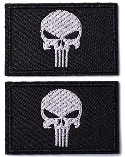 AXEN 2 st. dödskallelappar med kardborrefäste, för militärkläder, ryggsäck, jackor