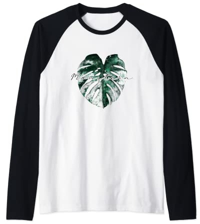 Variegata Monstera Deliciosa Swiss Cheese Plant Watercolor Raglan Baseball Tee