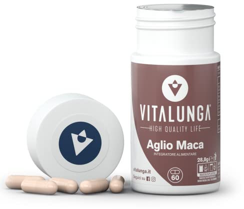 Maca Peruviana e Aglio Capsule 60 Capsule Ad Altissimo Dosaggio Integratore Energizzante Maca Nera e Aglio Elimina Metalli Tossici e Infezioni Normalizza Pressione Senza Additivi Made in Italy