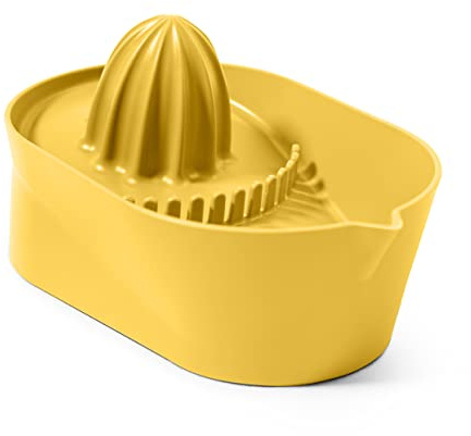 Blim Plus Spremiagrumi Oblò giallo opaco (Desert) in plastica 100% riciclabile, Non Tossico, Facile da Pulire e Lavabile in Lavastoviglie, con Beccuccio, Impugnatura Confortevole, Gomma Antiscivolo