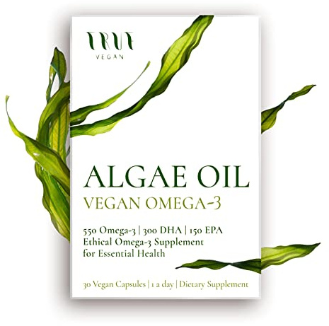Algae Oil Ethical Omega-3 Supplement sourced from Algae. 550 Omega-3, 300 DHA, 150 EPA - Vegan Friendly