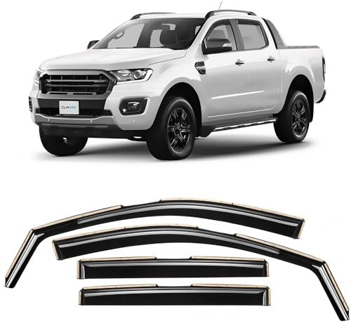 CLIM ART Windabweiser für/kompatible mit Ford Ranger 2011-2022 - Integrierte Regenabweiser - Autofenster Sonnen-&Regenschutz - Windabweiser Autofenster - Einfache Montage - Garantie 4 Set