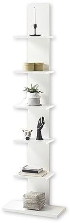 Stella Trading Étagère Murale Polyvalente avec 5 Compartiments Ouverts Blanc 50 x 180 x 23 cm