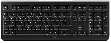 CHERRY KW 3000, Wireless Keyboard with Numeric Keypad, Spanish Layout (QWERTY), 2.4 GHz RF, Low-Noise Keys, Flat Design, Battery-Operated, Black