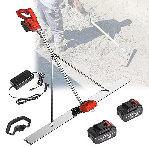 DOZPAL Raschietto Elettrico per calcestruzzo da 1,5 m, Kit Vibrante per massetto in calcestruzzo, vibratore per calcestruzzo Alimentato a Batteria da 6000 mA