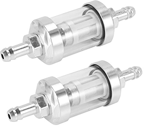 Vorfaove 2 x Universal-Benzinfilter für Benzinmotoren aus verchromtem Glas, Benzin, 5/16 , 8 mm, Silber für Motorräder