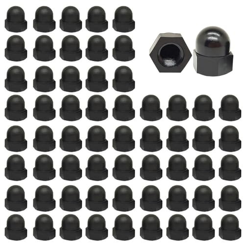 Nylon Dome Cap Nuts 100 Pcs M6 (6mm) Thread Hex Acorn Cap Nuts for Screws Bolts, Black