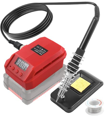 JJXNDO Lötkolben für Einhell 18V Power X-Change Li-Ionen Akku, Lötkolben Set 60W LCD Einstellbar Temperatur 180-480°C mit Ein/Aus Schalter, 50g Lötdraht, Lötkolbenständer für Einhell 18V