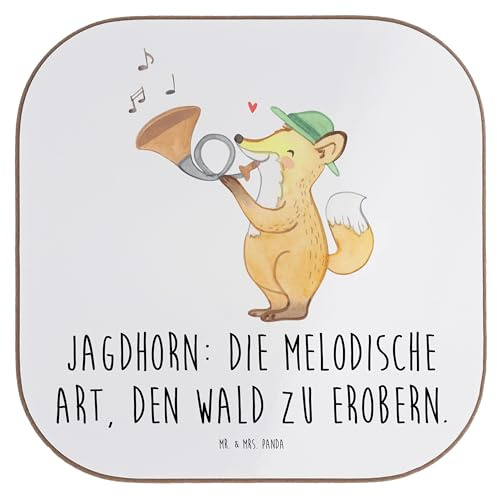 Mr. & Mrs. Panda Untersetzer für Gläser Jagdhorn Magie - Geschenk, Jagdsignal, Musik, Tasse, Tassenuntersetzer, Wald erobern, bieruntersetzer, traditionelles Musikinstrument, Musiker, Abenteuer