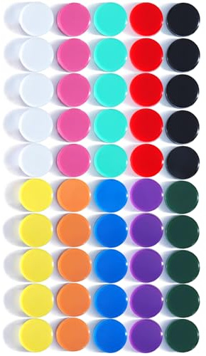 DUJEQM Magnete für Magnettafel Kühlschrankmagnete, 50 Stück 10 Farben Magnet Magnete Stark Magnete Kühlschrank Mini Magnete Klein Whiteboard Magnete Bunt Rund Magneten für Tafel, Kühlschrank, Pinnwand
