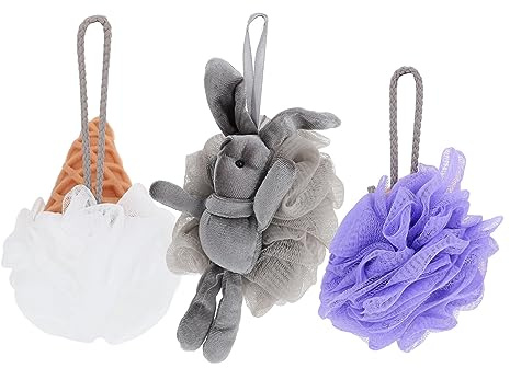 BELLIFFY 3pezzi Palline Da Bagno Con Design Carino Sfere Da Doccia Schiumose Con Corda Per Asciugatura Rapida e Spazio Risparmiato Per Rilassarsi Con Gel Doccia Idratante