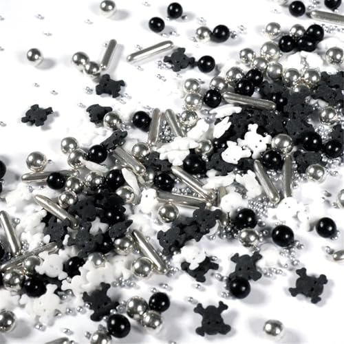 Streuselheld Glitzer Blitzer Halloween 80g gruseliger ZuckerStreusel-Mix | Totenköpfen, Perlen und Strands Sprinkles als Topping für Monster Muffins Streusel für gruselige Cupcakes & Halloween-Kekse