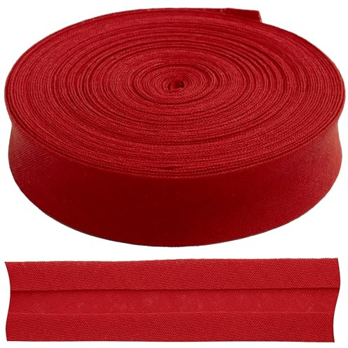 AERZETIX - C77279 - Cinta al sesgo plegada tira decorativa 9 metros x 18mm - en algodón - color rojo