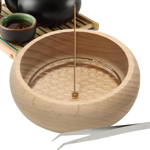 Estilo De Agujas: Soporte De Incienso - Burner De Incienso | Puerta De Cuenco Circular, Quemador De Cuenco Hecho A Mano para Palos, Ceniza De Madera