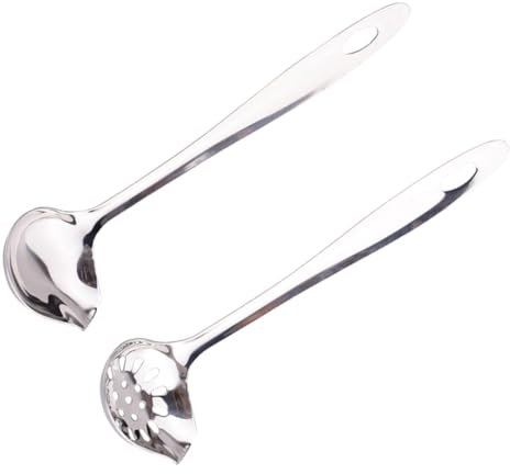 VINTORKY 2stücke Suppenlöffel Mit Schöpfsieb Teiliges Colander Soup Spoon Für Hot Pot Und Suppen Langer Griff Rostfrei Für Zuhause Und Restaurants