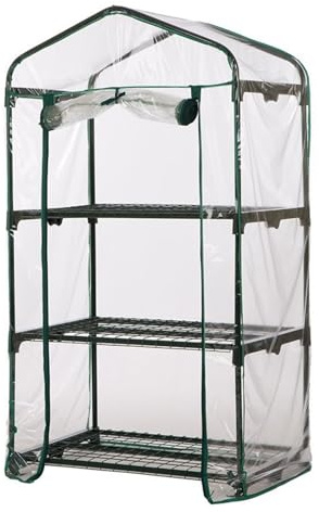 Gewächshausabdeckung, 3 Stufen Gewächshaus Ersatzabdeckung, Durchsichtiges PVC Abdeckung Mit Aufrollbarer Reißverschlusstür, Robustes Tomatengewächshaus Foliengewächshaus (Nur Abdeckung)