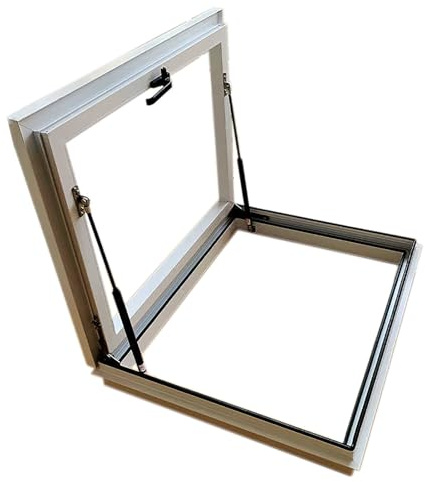 GLFNB Grandi lucernari e finestre da Tetto, botola in Alluminio con Doppio Strato di Vetro temperato, lucernario Piano Antipioggia per corridoio, soppalco, Scale, Garage (Bianco, 26x40 pollici/66x