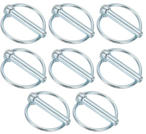 PATIKIL 8 Stück Metall Klappsplinte 8mm Durchmesser, 45mm Lange Steckbolzen mit Sicherung O Ringe, Kohlenstoffstahl Sicherungsbolzen Splinte für Anhänger Traktor LKW Rasenmäher, Silber