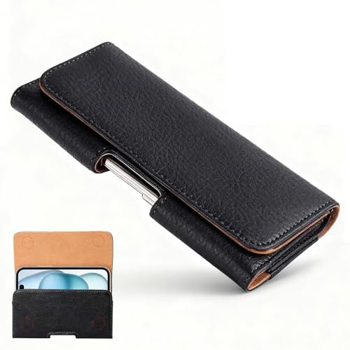 Funda Móvil Universal con Clip de Cinturón – Funda Cinturón Horizontal en Cuero Resistente con Cierre magnético, Ideal para teléfonos de hasta 6,1 Pulgadas