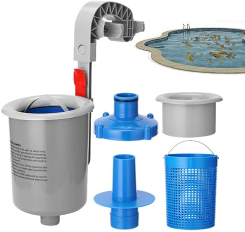 Qkbuza Poolskimmer utanför marken PP komplett pool hängande skimmer kit med anslutningsslang, höjdjusterbar monteringskrok för poolrengöring utanför marken