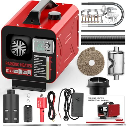 8KW 12V&24V& 230V Standheizung Dieselheizung, Diesel-Luftheizung All-in-One mit Fernbedienung & LCD-Bildschirm, Schnelles Aufheizen, App-Steuerung, Tragbare Diesel Heizung für LKW, Transporter