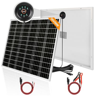 【50W 36V Solar Autobatterie Ladegerät Kit】DERUXI 50 W Mono Solarpanel für 24V GEL,AGM, LiFePO₄-Batterien: 50W Solar Panels, Eingebautem PWMs Laderegler+2 Paar SAE-Solarkabel, PV Solarmodul