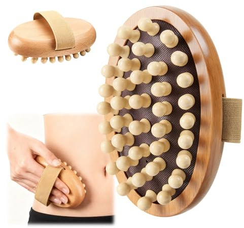 2 PCS Meridian Massage Brushes, Wood Therapy Massage Tools with Essential Oil, Handheld Meridian Brush for Belly Fat, Full Body Relaxation Cellulite Pressure Brushes for Legs, Arms, Back (Brown)