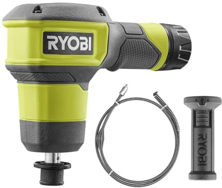 RYOBI Desatascador inalámbrico 4V USB litio RDA4-0 - Cable 0,9 m, cabeza 10 mm, 200 rpm, IPX7 impermeable, diámetro de mangueras 32-50 mm, compacto y ligero, para fregaderos, bañeras y duchas (sin