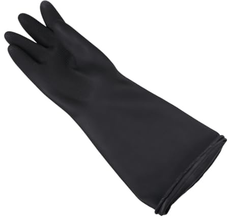 Generico Guanti di sicurezza in lattice nero spesso - antiscivolo, antiolio, resistenti all'usura for lavori idraulici, in cucina e elettricisti