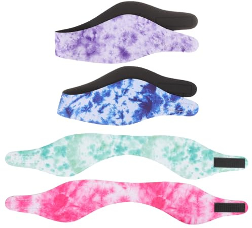 CONGARTENO Verstellbares Schwimmhaarband mit Ohrenschutz Schwimmen aus Sbr für Duschen und Baden 4 Stück Komfortabel mit Klebrigem Verschluss für Sommerferien Abschlussstimmung