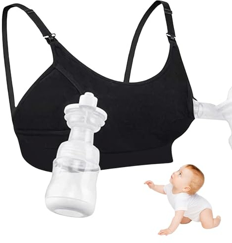 Merzio Hands Free Pumping Nursing Bra, Comfortable Without Cable Nursing Bra, Adjustable Pregnancy Bras with Extension Buckle for Pregnant Women Breastfeeding Sleep