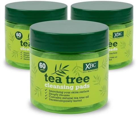 Tea Tree Face Cleansing Pads for Acne Prone Skin, 180 Count (3 Pack of 60) | Deep Cleanse Exfoliating Facial Wipes | Blemish Control Toner Pads to Refresh, Clear Breakouts, and Revitalize Face