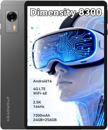 Headwolf Titan 1 Tablet Android 16 8,8 pulgadas con Gemini AI MediaTek Dimensity 8300. Pantalla IPS de 2,5 K 144Hz, 24 GB + 256 GB + 2 TB, 7200 mAh HDMI/DP, 16MP + 8 MP, Widevine L1,4GLTE