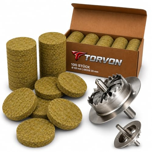 TORVON 1000 unidades de lana de roca redondas, diámetro 65 x 20 mm, con fresa de acero inoxidable, discos aislantes WDVS para aislamiento de fachadas ETICS, no inflamables A1