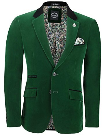 Xposed Giacca completo da uomo in velluto, stile vintage, 3 pezzi (giacca, pantaloni e gilet) venduti separatamente, verde Blazer-Emerald Green Petto UK 50 EU 60