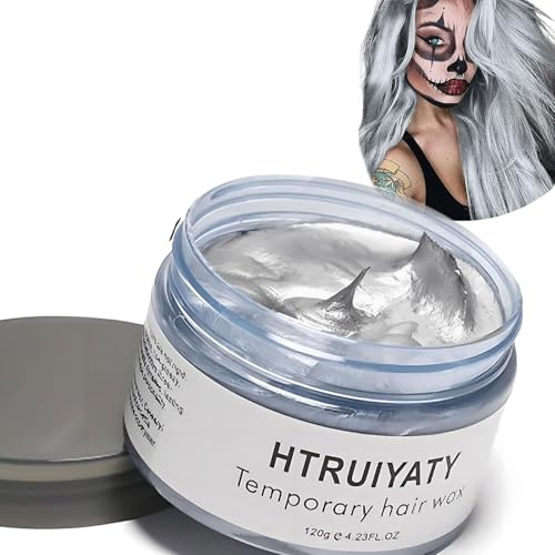 Haarfarbe Wachs Einmalige Temporäre Modellierung Natürliche Farbe Haarfärbemittel temporäre Frisur Creme, Styling-Wachs für Party, Cosplay, Party,Maskerade, Halloween (Slivere Grau)