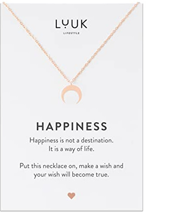 LUUK LIFESTYLE Edelstahl Halskette Mond Anhänger, Gold | Sonne Mond, Symbol der Natur, Modeaccessoire, Wasserfest, Hypoallergen, 50cm verstellbare Kette, Geschenkidee für Frauen