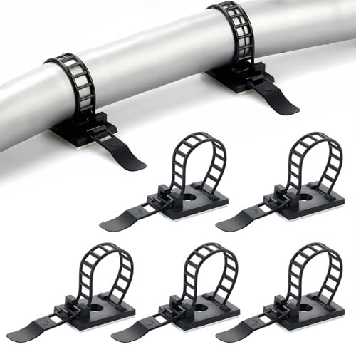 Fippy 100PCS Fascette fermacavi in nylon autoadesive regolabili con morsetti per viti a vite opzionali per la gestione dei fili