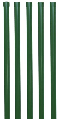 5x Metall Zaunpfosten Ø 34 mm 1425 mm – Gartenzaun Pfosten Grün RAL 6005 – Zaunpfahl Set für 1,2 m Schweißgitterzaun – Pulverbeschichtet inkl. Kunststoffkappe